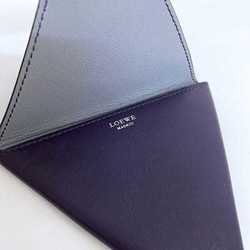 LOEWE Coin Case Purple Silver Triangle Leather Purse Ladies Wallet Accessory Compact