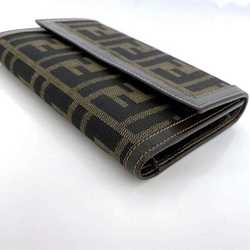 FENDI Trifold Wallet Khaki Brown Zucca 2266 30858 078 FF Canvas Leather Compact Folding Unisex