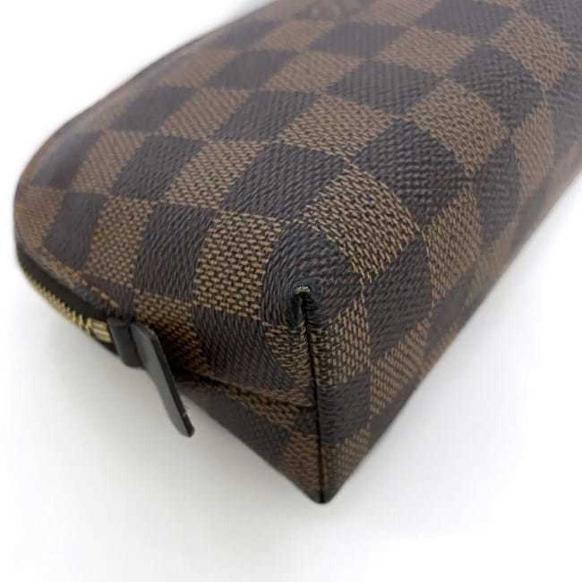 Louis Vuitton Pouch Pochette Tick Brown Gold Damier Ebene N47516 Canvas SR5115 LOUIS VUITTON