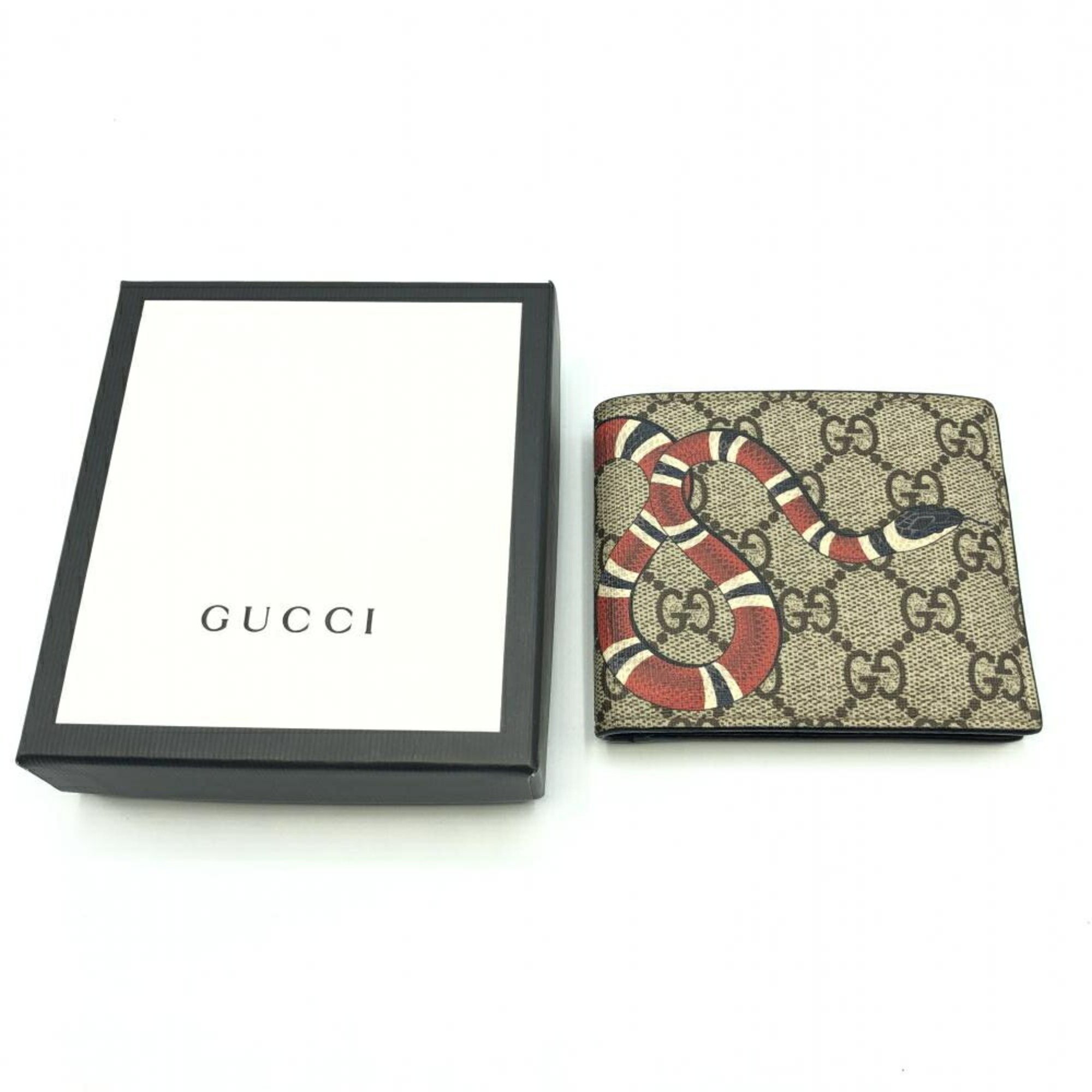 GUCCI GG Supreme Compact Wallet No Coin Purse 451268 Gucci