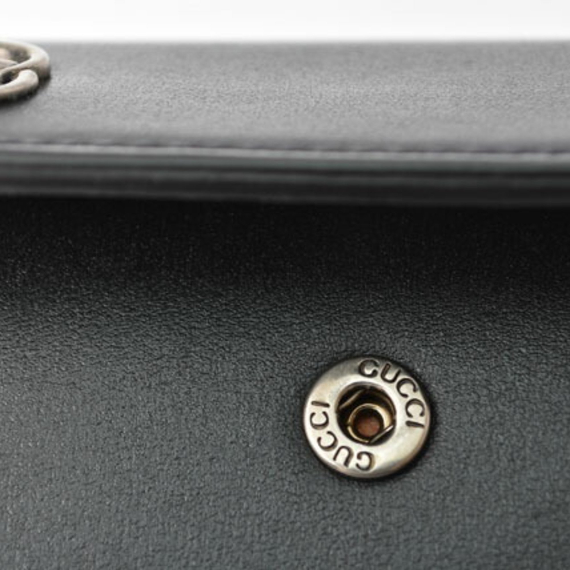 Gucci key case chain GUCCI 6 rows Petit Marmont black matte silver 435305