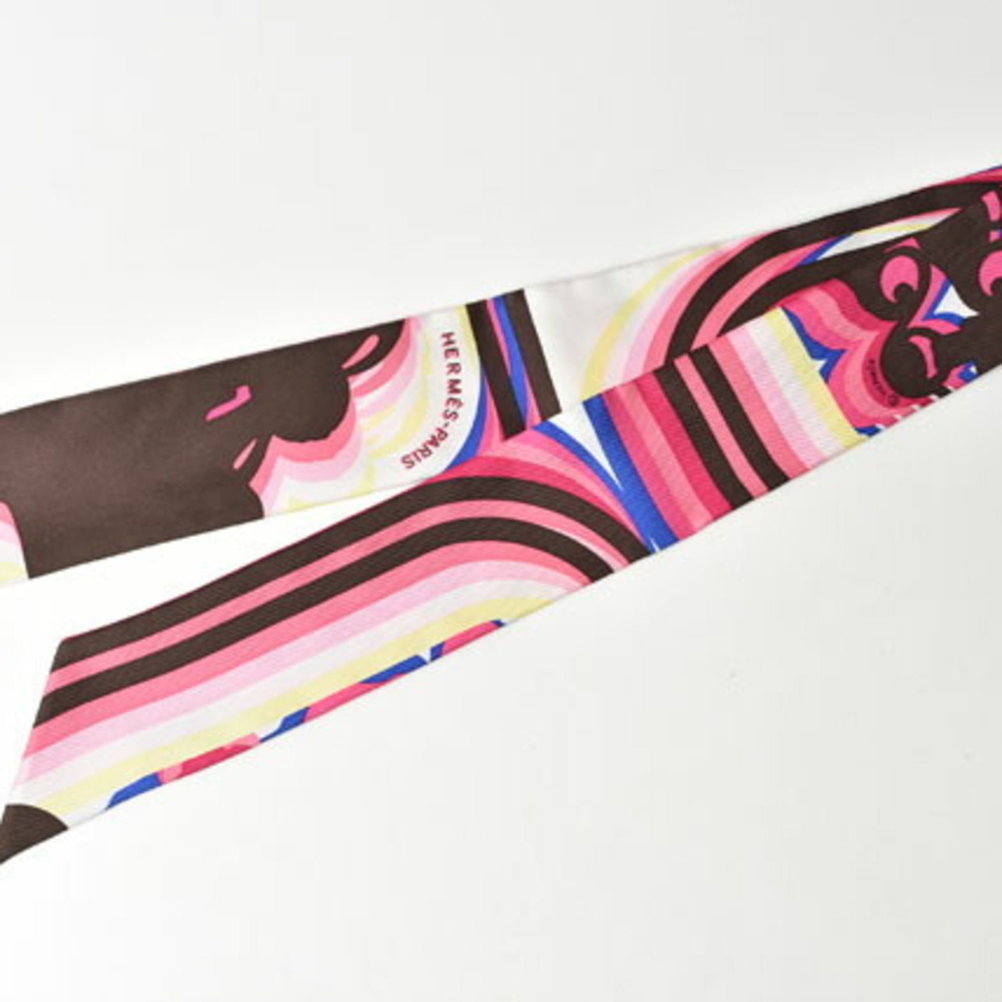 Hermes Twilly Scarf Muffler HERMES Silk Twill BRIDES de GALA Pink Multi