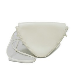 CELINE Shoulder Bag Logo Print Triangle Crossbody Smooth Muffler/Scarf Skin White 195903DCS.01BC Women's