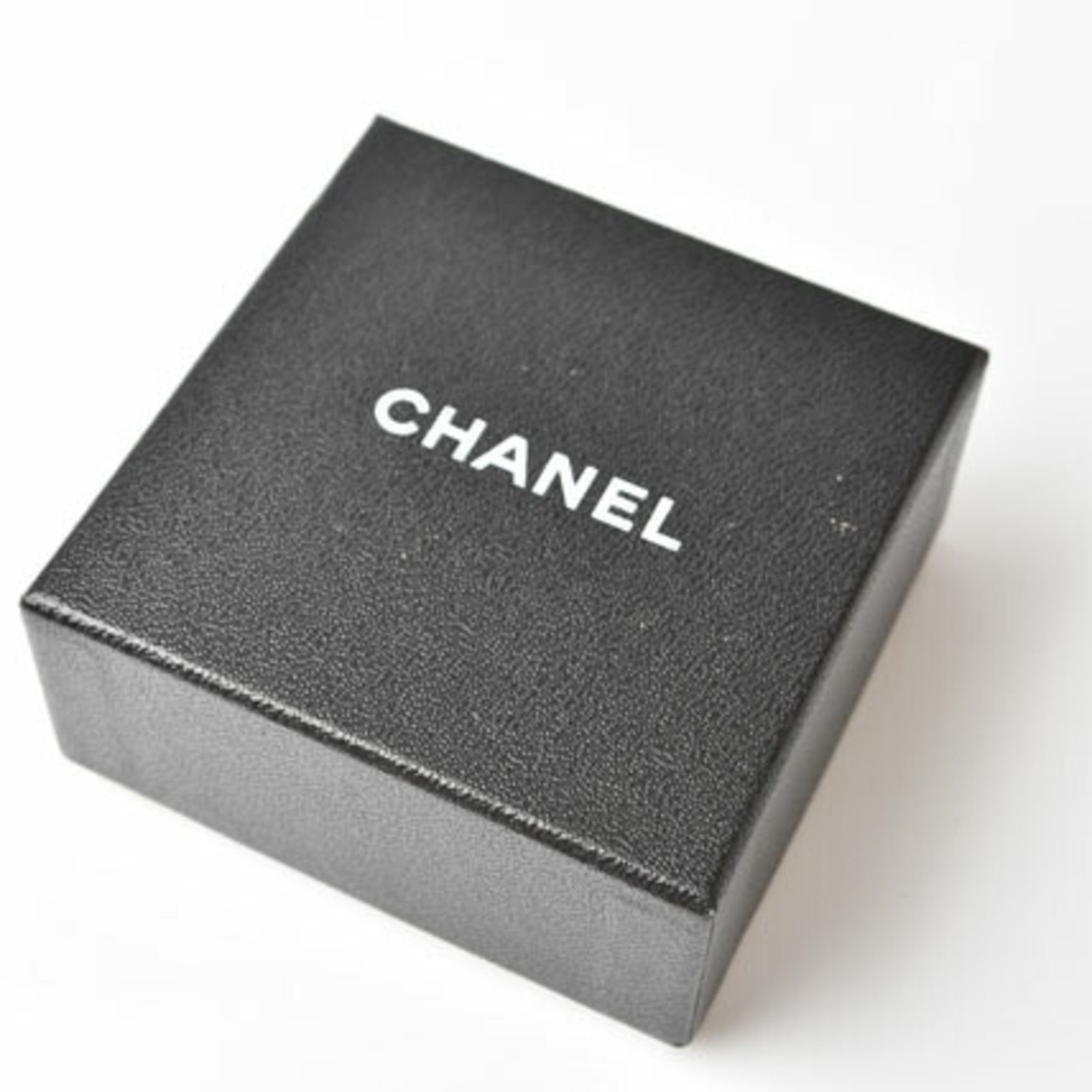 CHANEL Earrings Coco Mark CC Rhinestone Gunmetal Black