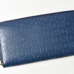 Gucci Wallet Unisex GUCCI Long Round Leather Bee & GG Blue 406609