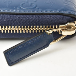 Gucci Wallet Unisex GUCCI Long Round Leather Bee & GG Blue 406609