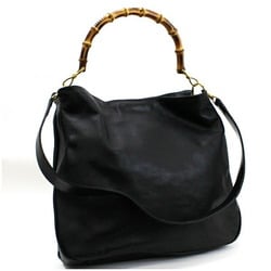 Gucci Bamboo Shoulder Bag Leather Black 001 1557 2615 GUCCI Ladies