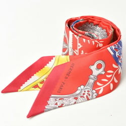 Hermes Twilly Scarf Muffler HERMES Silk Twill Rouge Blue