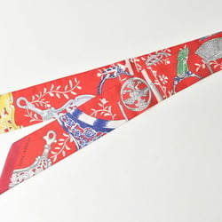 Hermes Twilly Scarf Muffler HERMES Silk Twill Rouge Blue