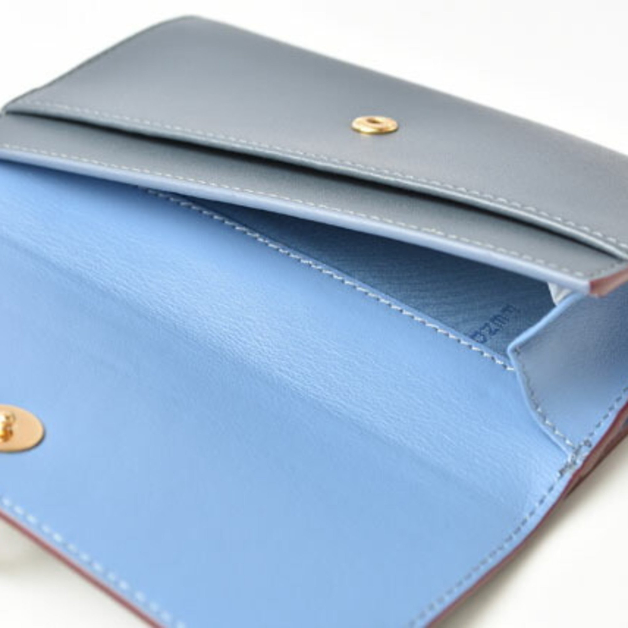 Fendi Wallet Medium FENDI Folding BY THE WAY Calf Leather Blue 8M0383