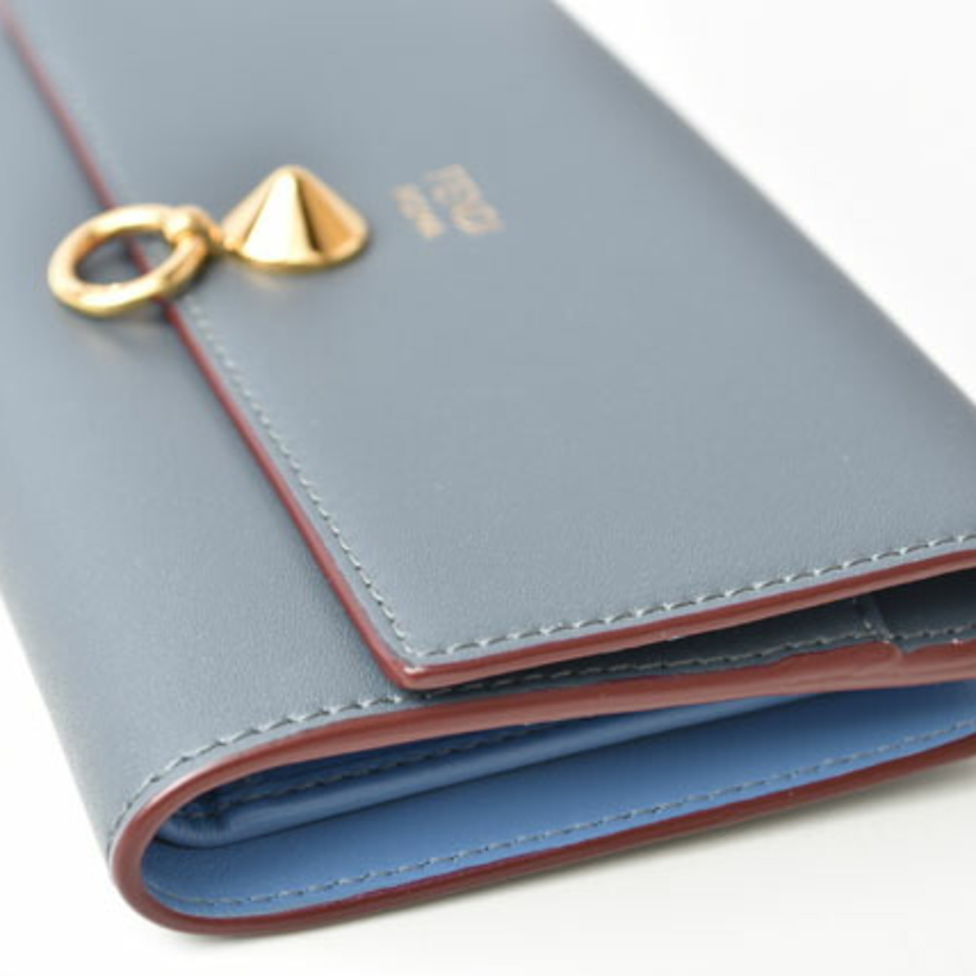 Fendi Wallet Medium FENDI Folding BY THE WAY Calf Leather Blue 8M0383