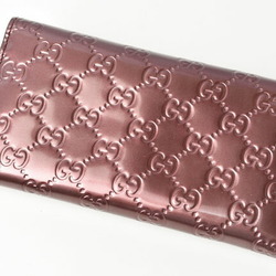 Gucci Wallet GUCCI Long GG Pattern Heart Shape Interlocking G Metallic Burgundy 251861