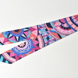 Hermes Twilly Scarf Muffler HERMES Silk Twill Pink Red Blue Multi