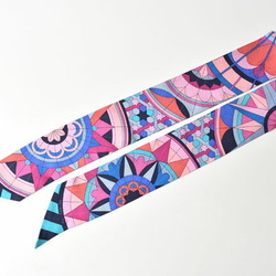 Hermes Twilly Scarf Muffler HERMES Silk Twill Pink Red Blue Multi