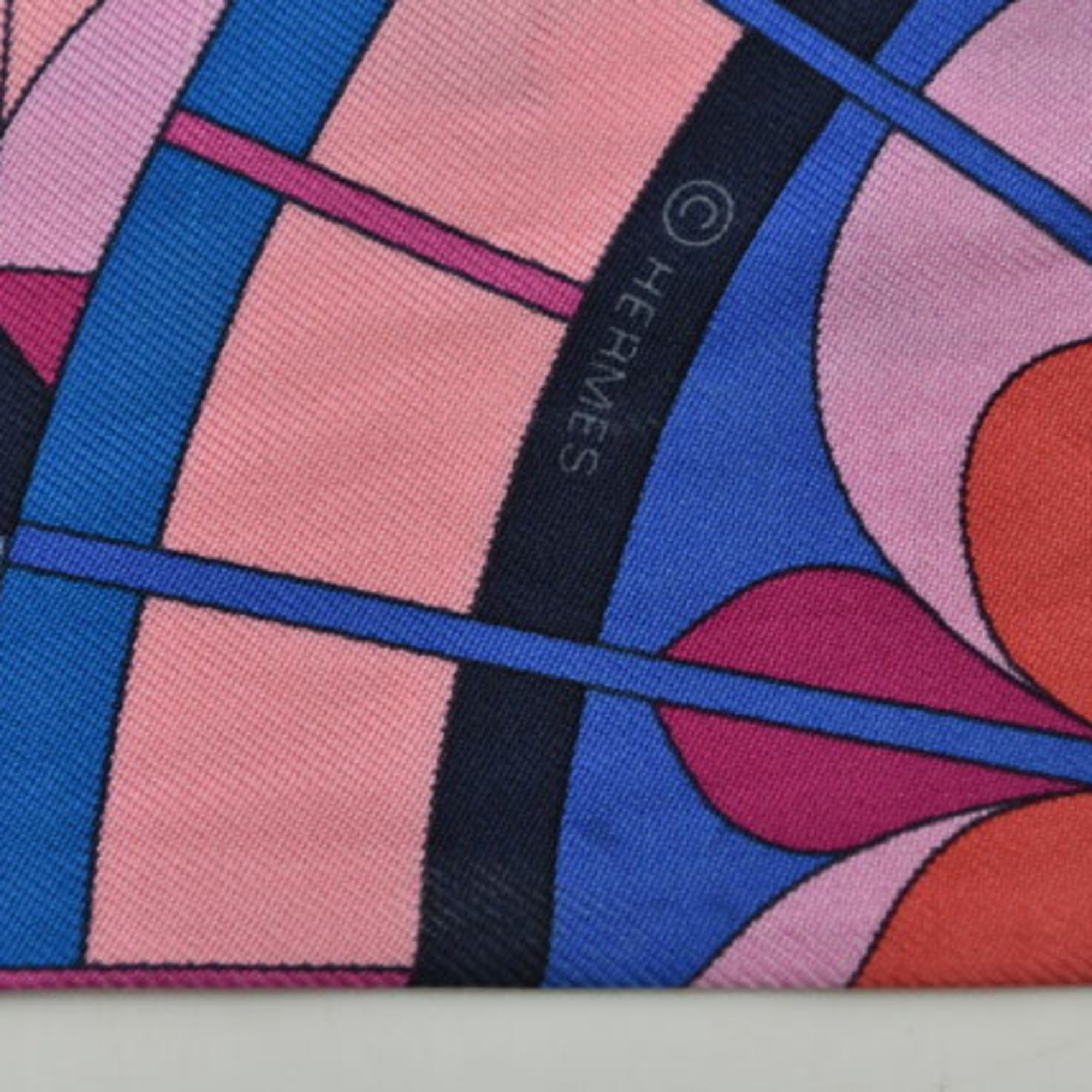 Hermes Twilly Scarf Muffler HERMES Silk Twill Pink Red Blue Multi