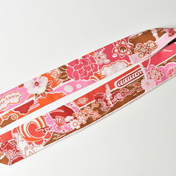 Hermes Twilly Scarf Muffler HERMES Silk Twill Flower Carriage Motif Pink Multi