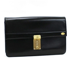 Dunhill Second Bag Clutch Dial Lock Type Leather Black dunhill