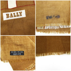 BALLY Large Stole Shawl Wool x Silk Brown Beige Rectangle Women's