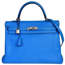 HERMES Kelly 35 Inner Stitch Mykonos Taurillon Clemence □R stamped (manufactured in 2014) Handbag with strap