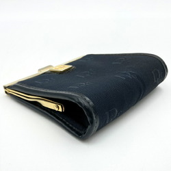 Christian Dior Coin Case Wallet Clasp Mini Navy Gold Nylon Ladies Fashion Accessory USED