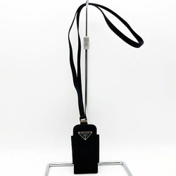 PRADA Prada accessory case necklace strap neck with triangular plate black nylon men's women's USED