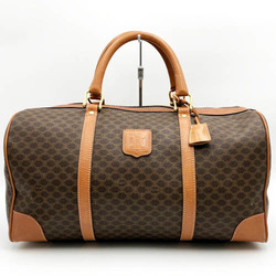 CELINE Macadam Pattern Boston Bag Travel Handbag Brown PVC Ladies Men's Fashion JMB11 USED