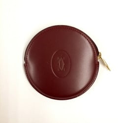 CARTIER Mustline Coin Case Wallet Mini Bordeaux Red Leather Ladies Men's Fashion Accessories USED