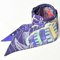 Hermes Twilly Scarf Muffler HERMES Silk Twill Navy Multi