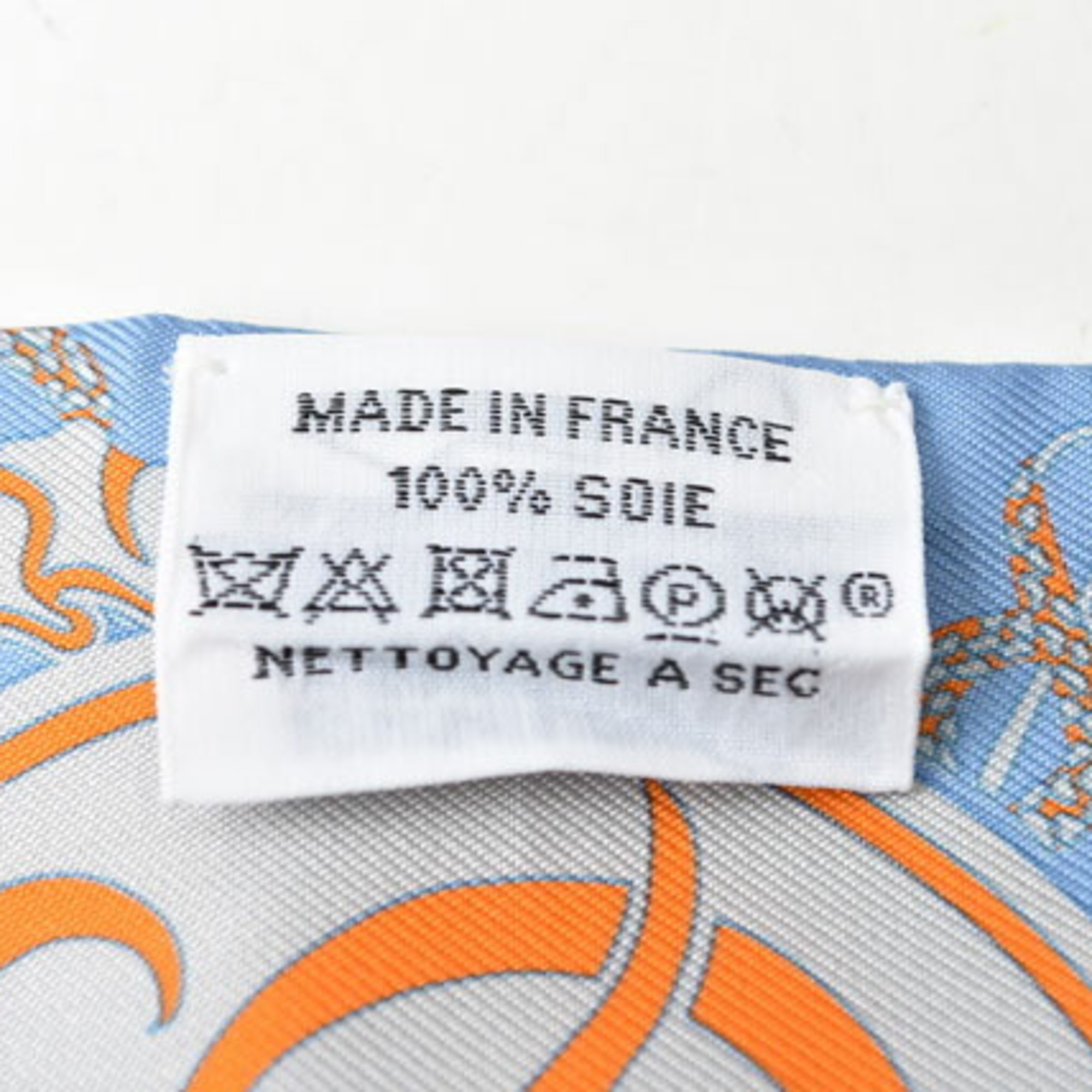 Hermes Twilly Scarf Muffler HERMES Silk Twill Carriage Motif Light Blue Yellow