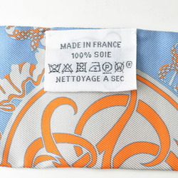 Hermes Twilly Scarf Muffler HERMES Silk Twill Carriage Motif Light Blue Yellow