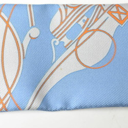 Hermes Twilly Scarf Muffler HERMES Silk Twill Carriage Motif Light Blue Yellow