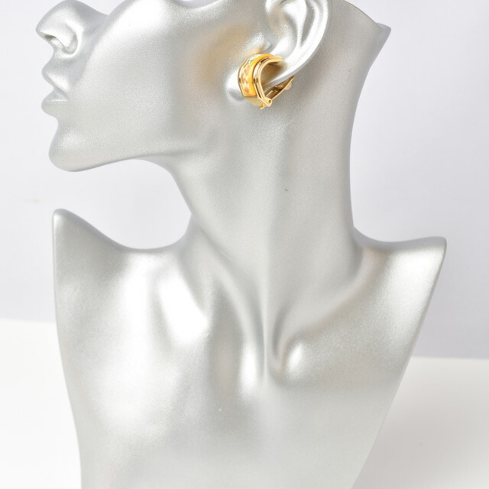 Hermes earrings HERMES enamel cloisonné flower motif yellow gold