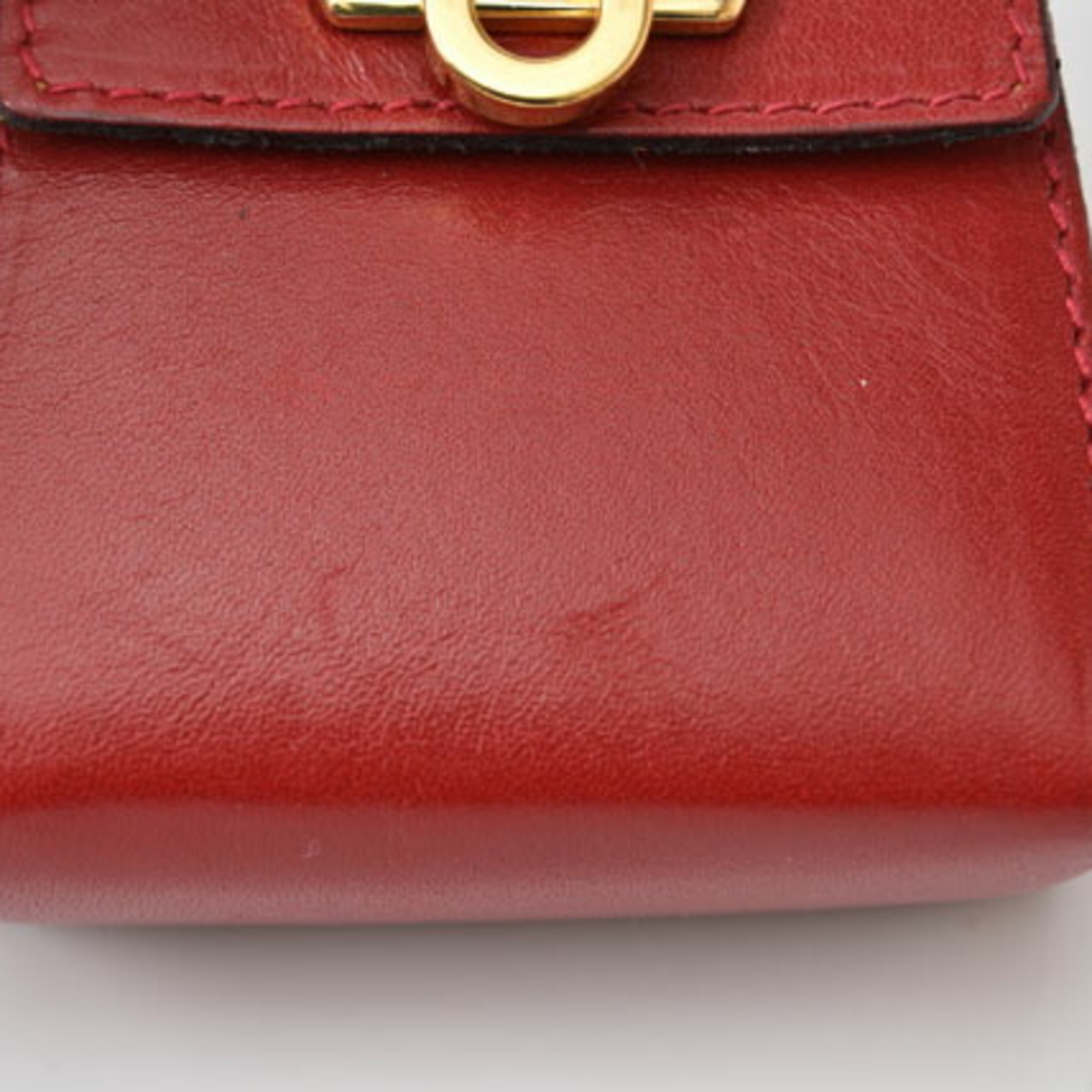 Salvatore Ferragamo Keyring Keychain Charm Gancini Bag Motif Dark Red Gold 225641