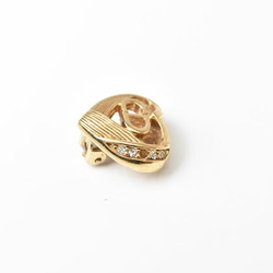Christian Dior Earrings Heart Motif Rhinestone Gold