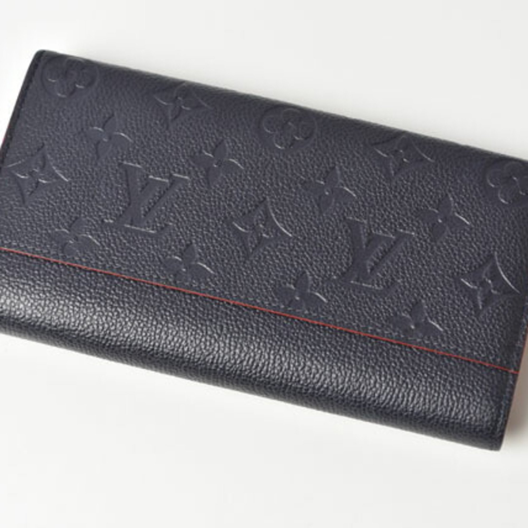 Louis Vuitton Wallet LOUIS VUITTON M62125 Monogram Empreinte Portefeuille Sarah Marine Rouge