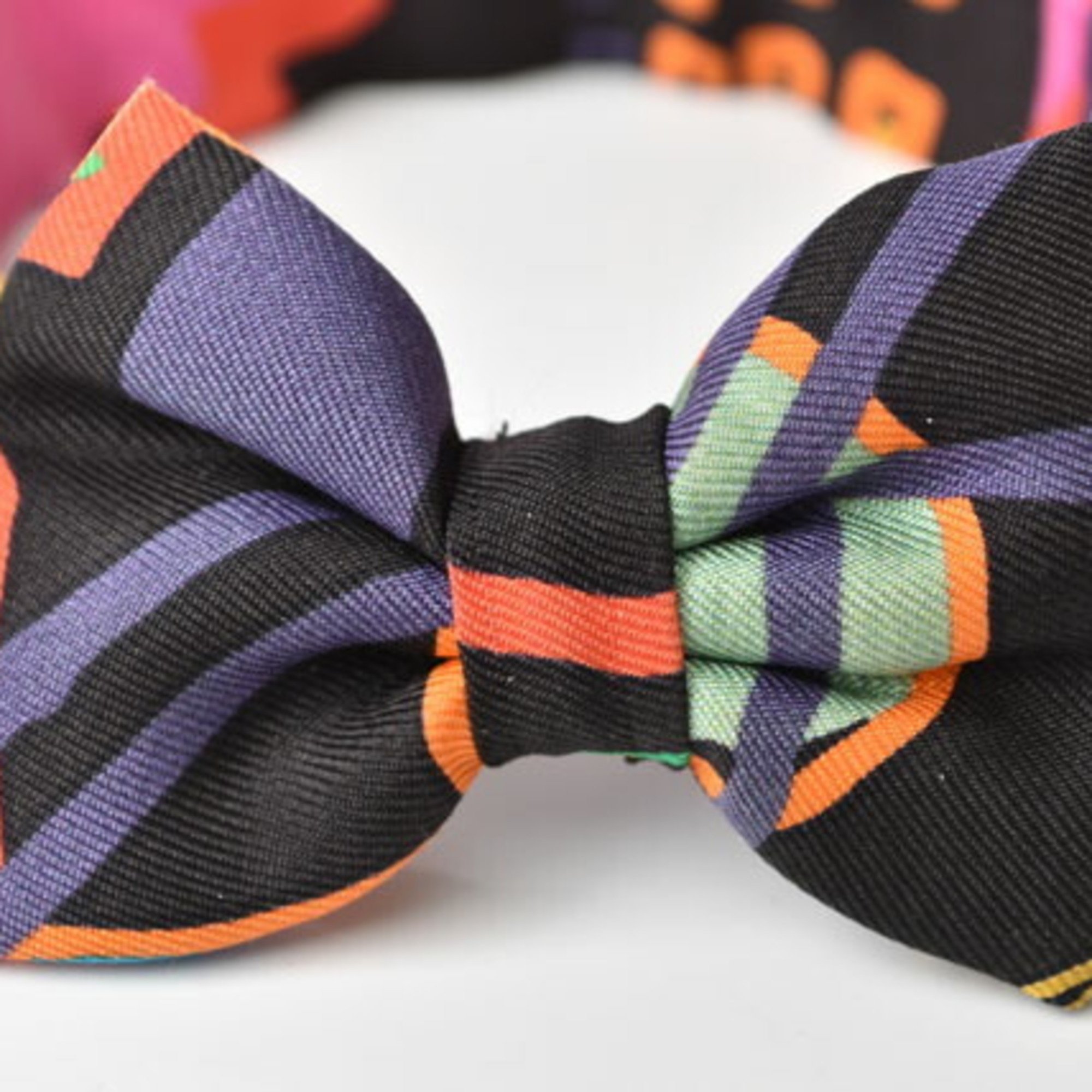 Hermes Bow Tie HERMES Ribbon Bag Charm Black Purple Multi