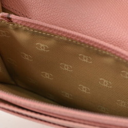 CHANEL Wallet Long Here Mark Button Motif Leather Rose A20904