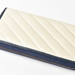 Gucci Wallet GUCCI Long GG MARMONT Marmont Quilted Leather White Navy 573810