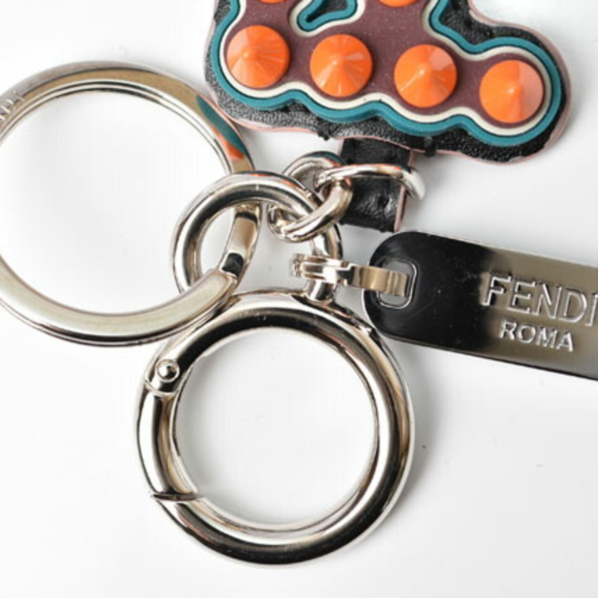 FENDI Keychain Keyring Bag Charm Motif Rubber Leather Multicolor