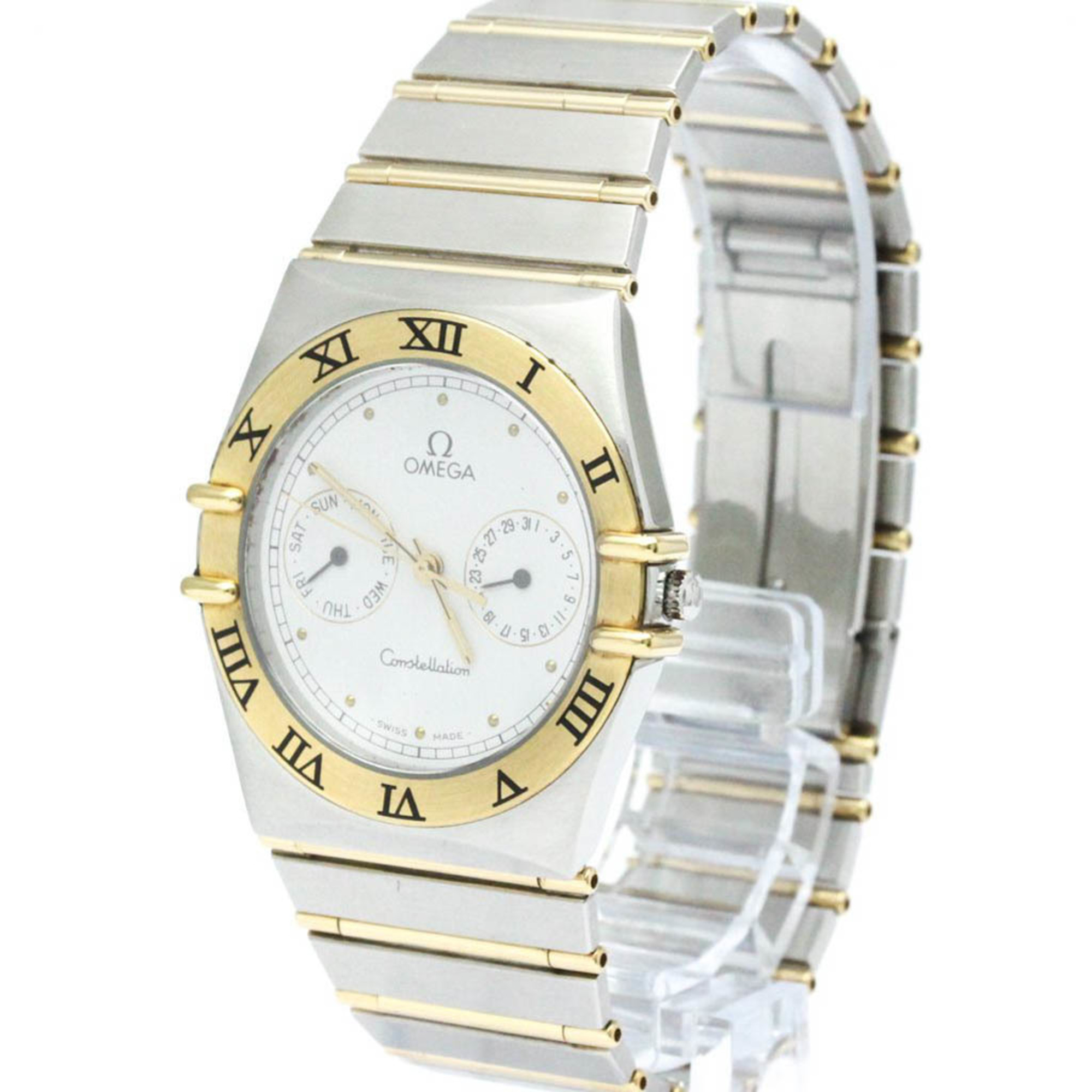 Polished OMEGA Constellation Day Date 18K Gold Steel Watch 396.1070 BF566004
