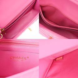 CHANEL V Stitch Chain Shoulder 20cm Pink Ladies Lambskin Bag