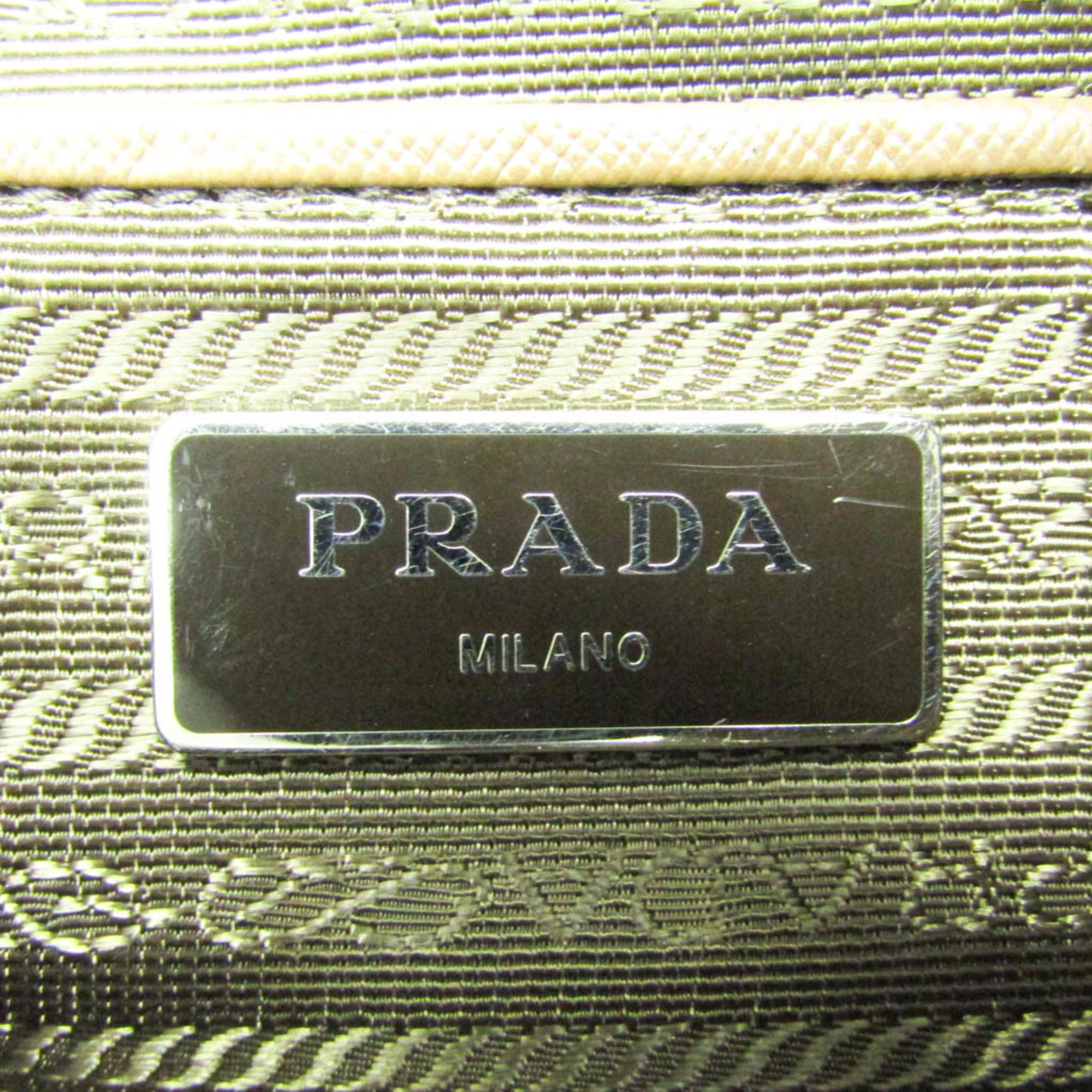 Prada Women's Nylon,Leather Backpack Khaki Brown