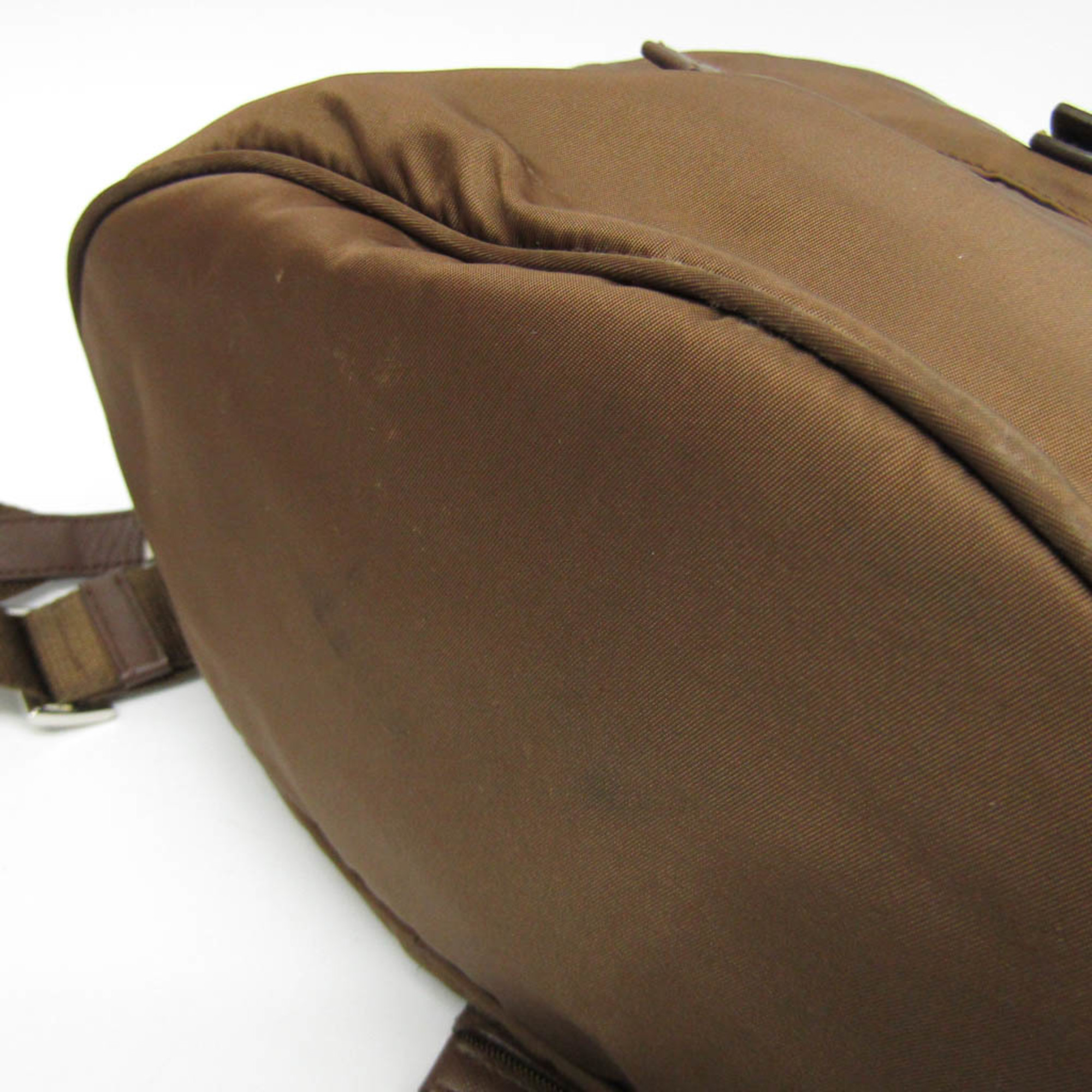 Prada Women's Nylon,Leather Backpack Khaki Brown