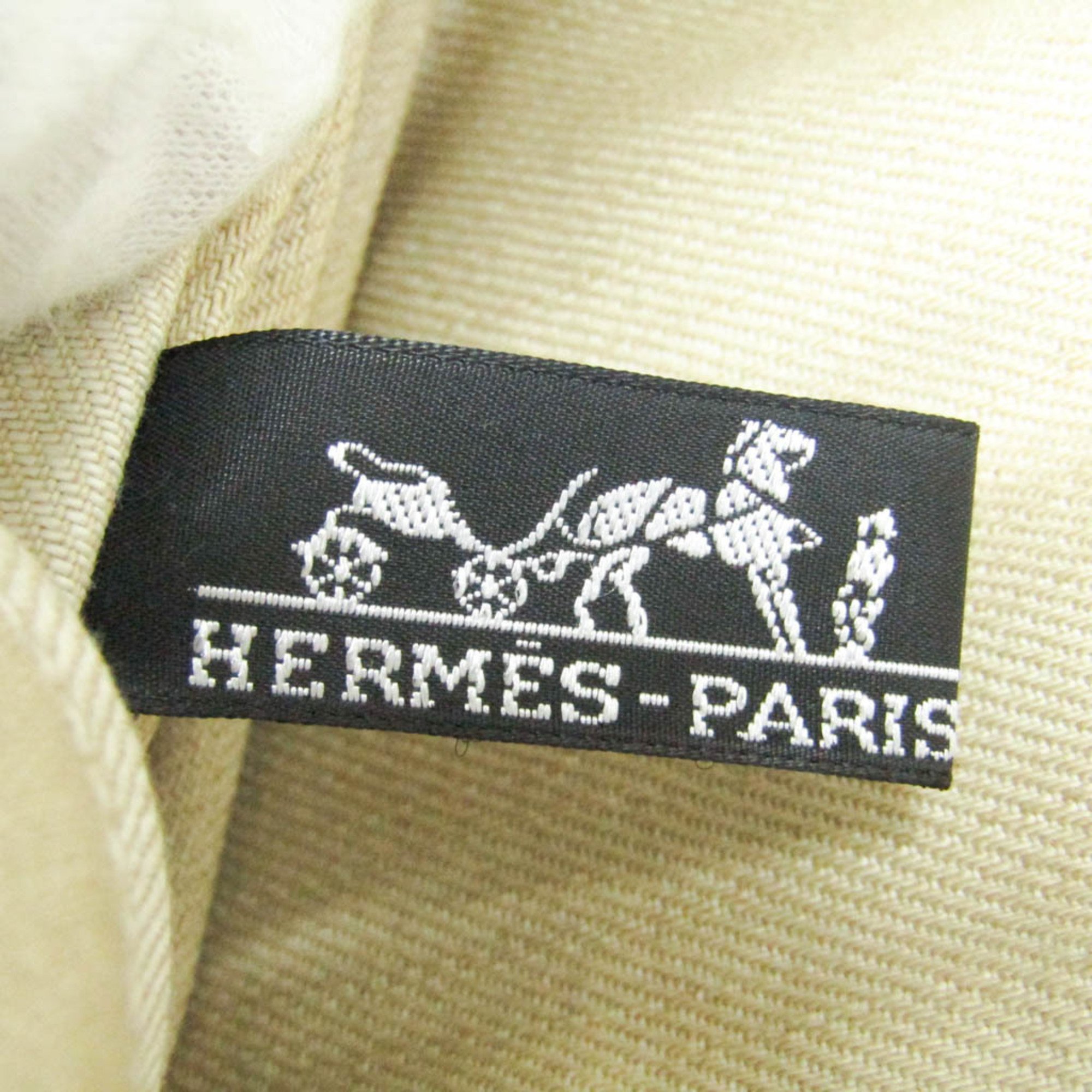 Hermes Cabas Calicut Men,Women Leather,Cotton Tote Bag Cream,Light Gray