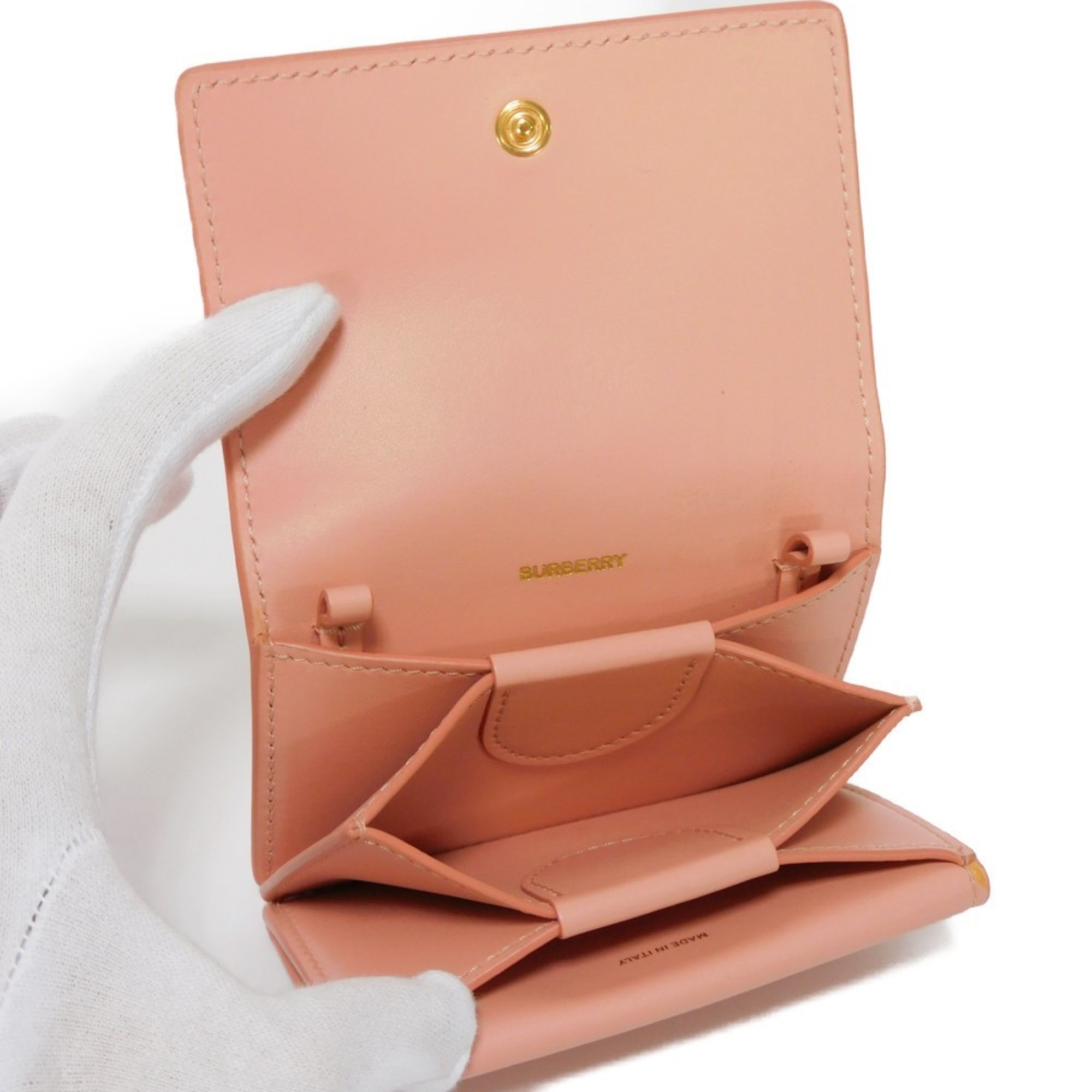 BURBERRY Coin Case TB Chain Wallet Card Purse Light Pink Logo Blush 80316721 Women's