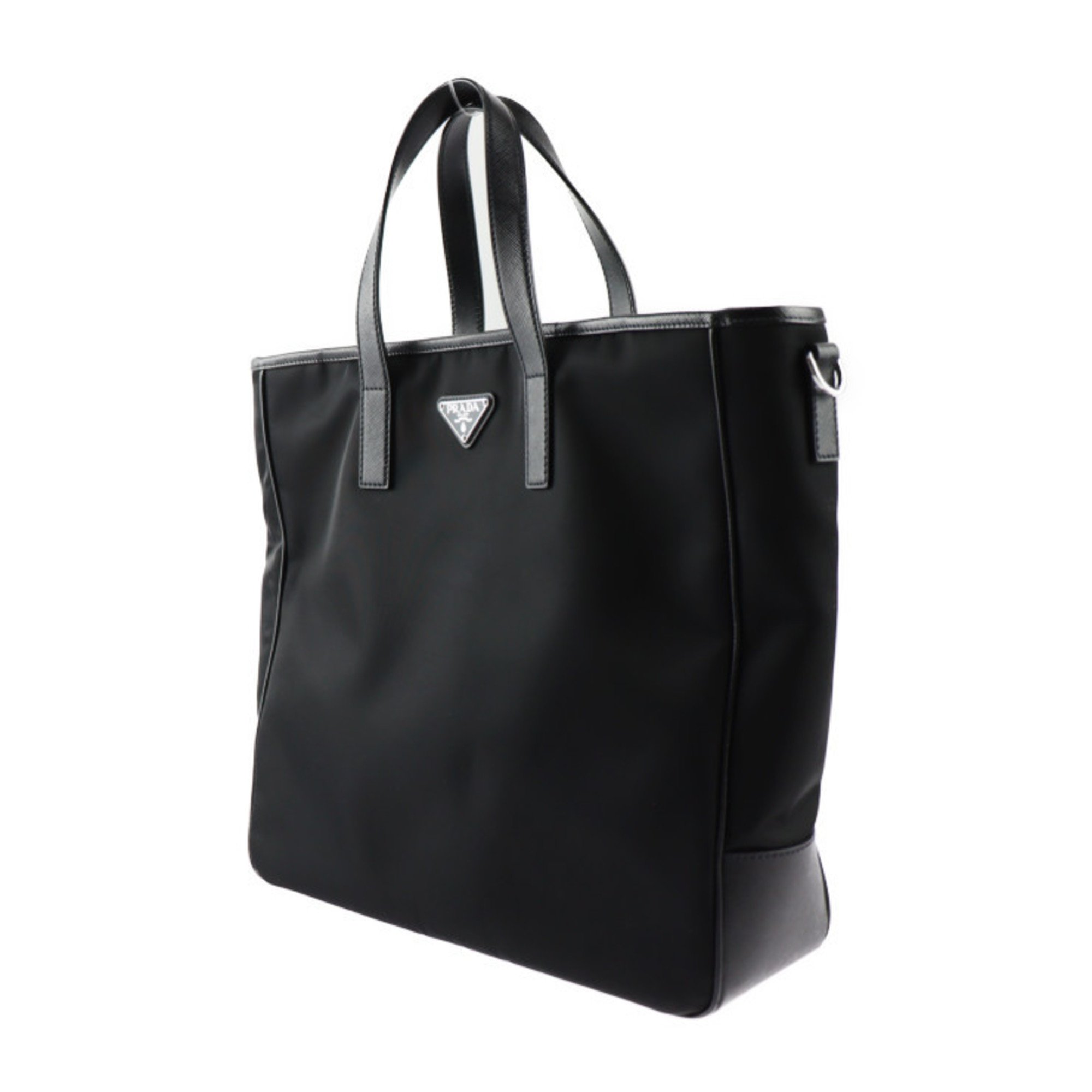 PRADA Prada tote bag 2VG064 nylon leather black silver hardware 2WAY shoulder triangle logo
