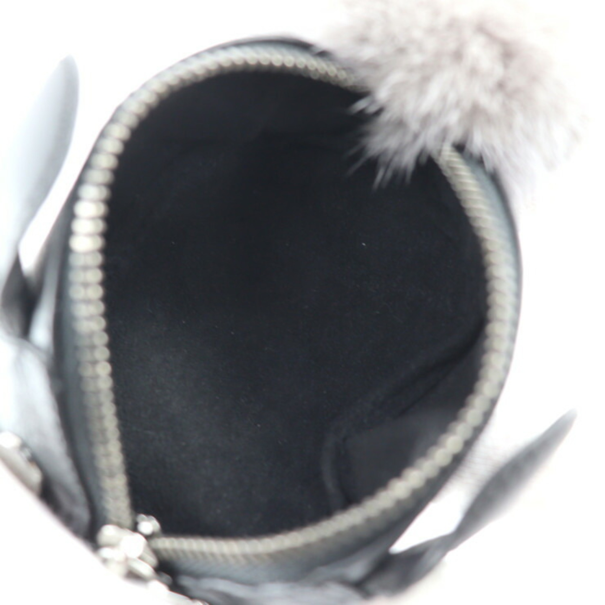 LOUIS VUITTON Pouch LV Chin Chilla Keychain M00962 Monogram Eclipse Leather Fur Black Gray Silver Hardware Coin Case Bag Charm Animal Vuitton