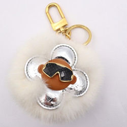 LOUIS VUITTON Porte Cres Snow Keychain M00554 Mink Fur x Leather White Silver Brown Black Gold Hardware Keyring Bag Charm Monogram Vuitton