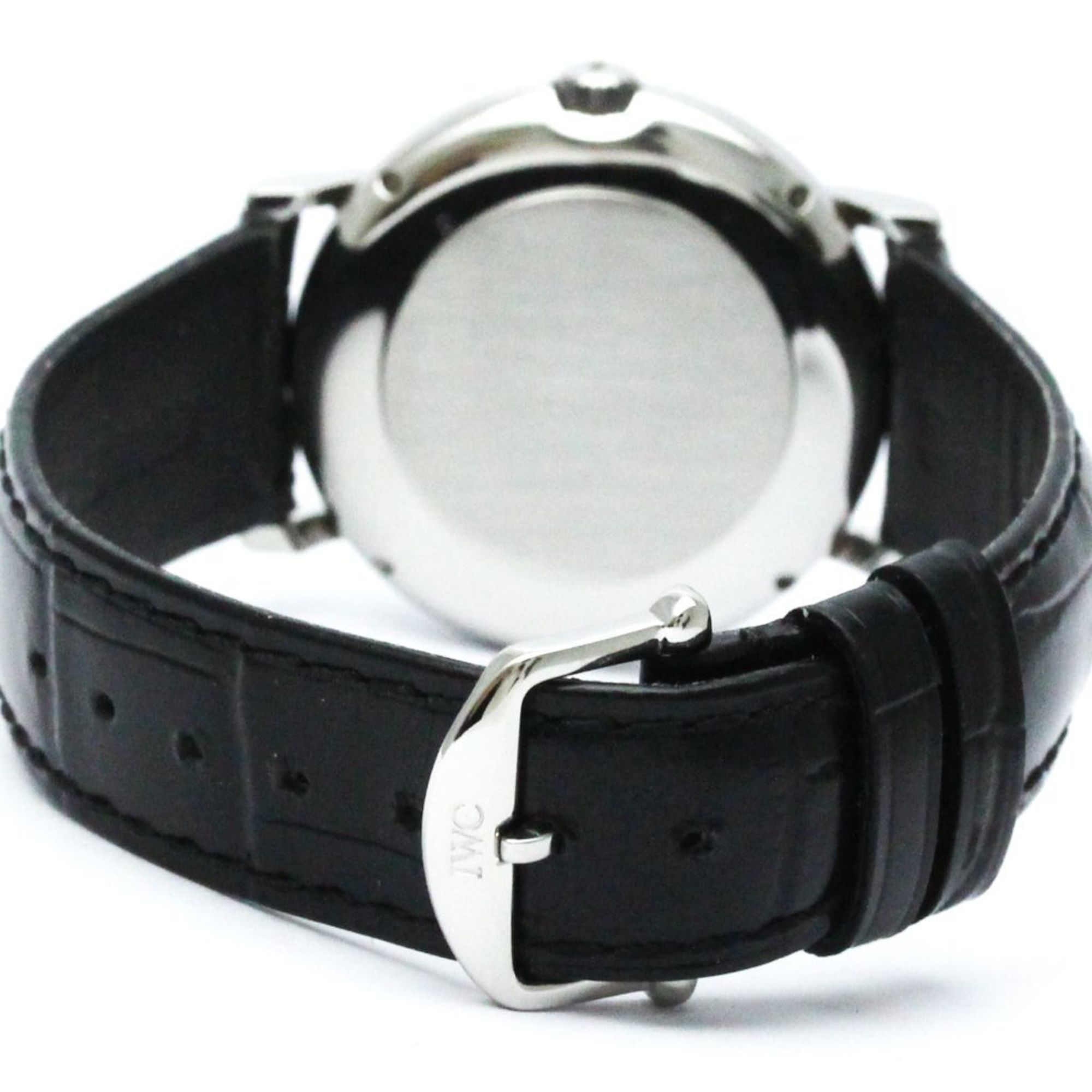 Polished IWC Portofino Steel Leather Automatic Mens Watch IW3513-019 BF567522