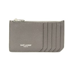 Saint Laurent Fragments Zipped Card Case 458583 Leather Card Case Gray